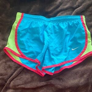 Nike Turquoise Shorts with Pink and Lime Accents